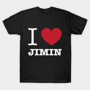 I love BTS Park Jimin typography white Morcaworks T-Shirt